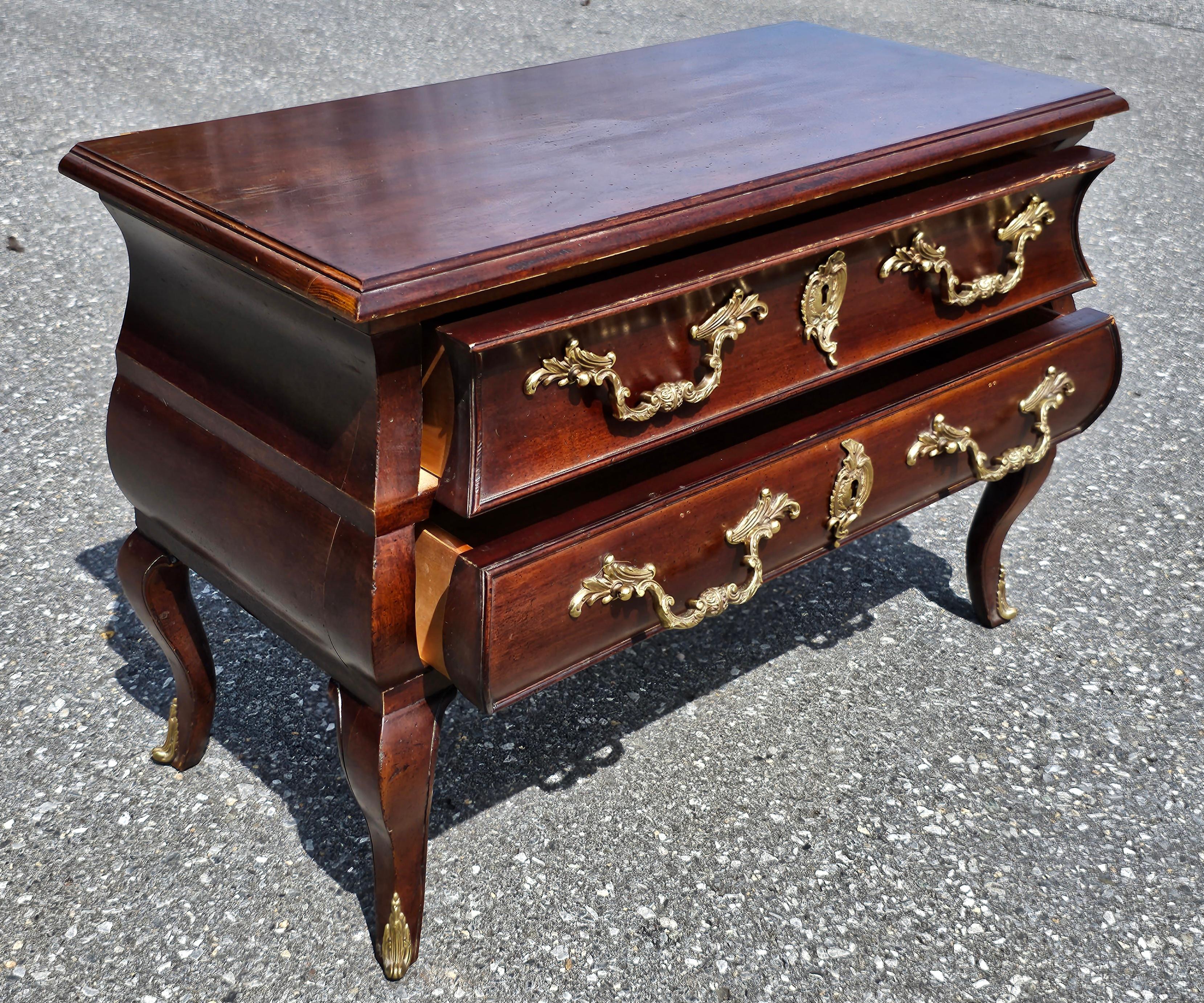 French Neoclassical Style Mahogany Brass Mounted Low Chest / Commode For Sale 1