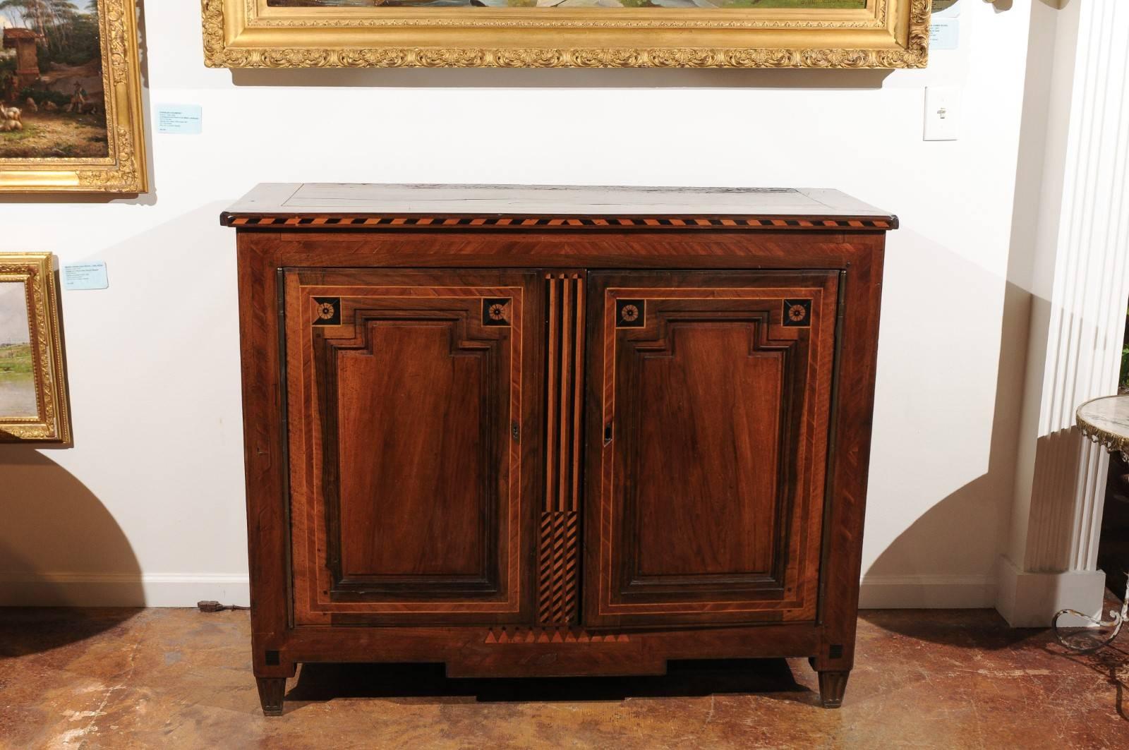 Veneer French Neoclassical Style Mahogany Buffet with Marquetry Inlay from the 1850s