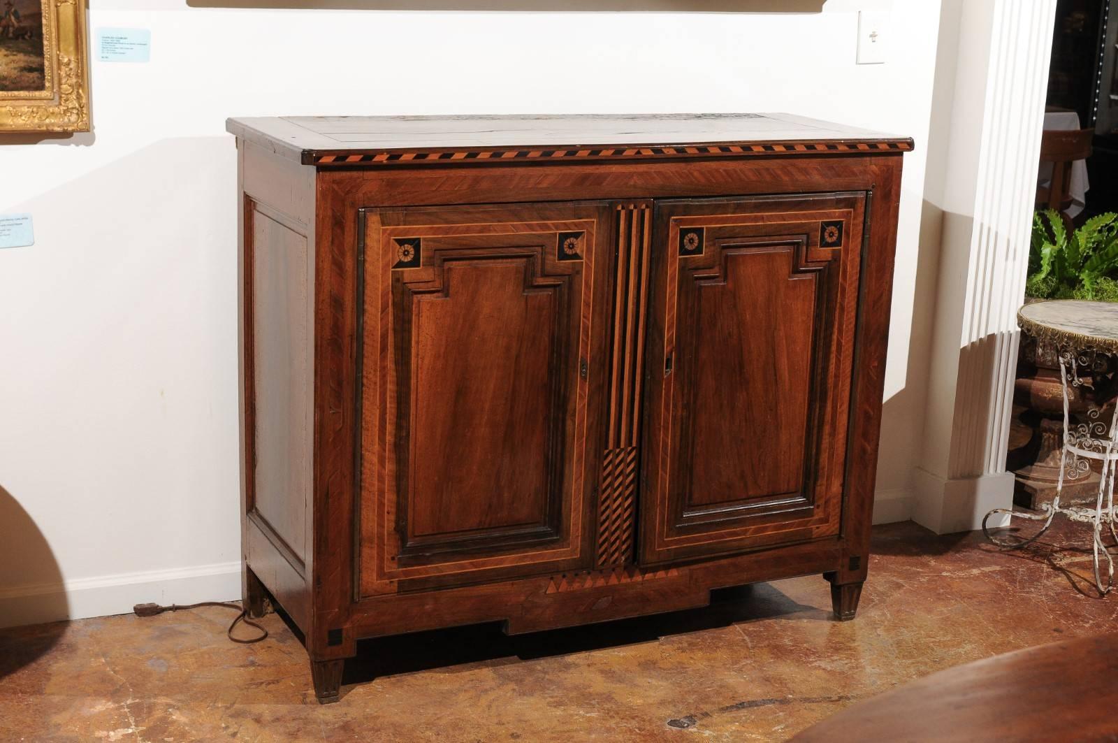 19th Century French Neoclassical Style Mahogany Buffet with Marquetry Inlay from the 1850s