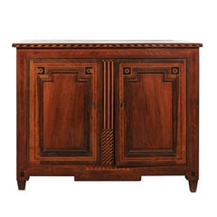 French Neoclassical Style Mahogany Buffet with Marquetry Inlay from the 1850s