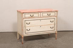 French Neoclassical Style Painted Wood Chest w/ Faux Marble Top