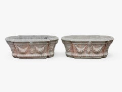 French Neoclassical Style: Pair of Cast Stone Garden Planters