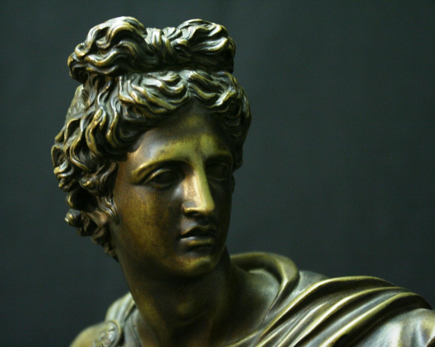 French Neoclassical Style Patinated Bronze, Apollo Belvedere In Good Condition In Cypress, CA