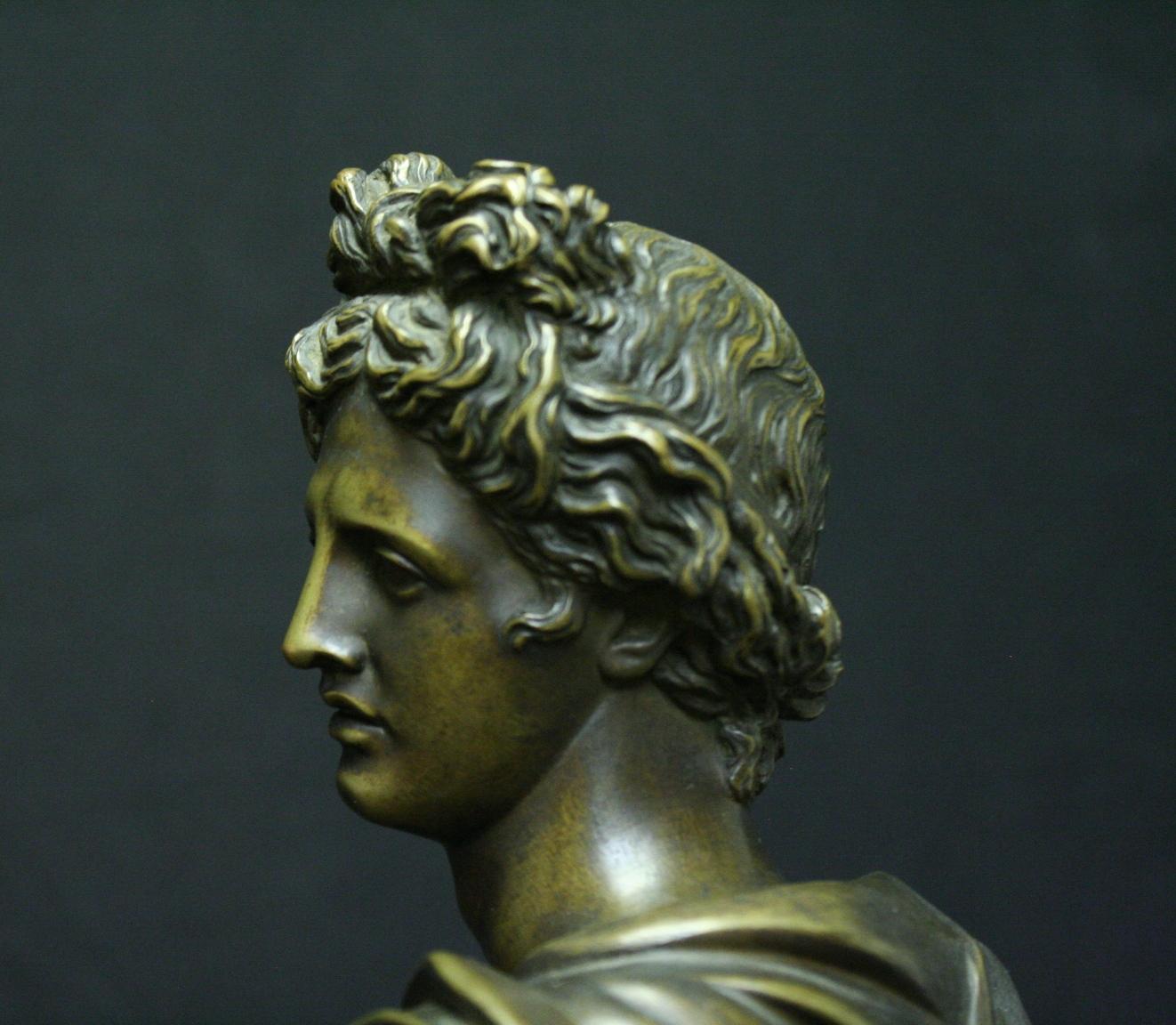 20th Century French Neoclassical Style Patinated Bronze, Apollo Belvedere