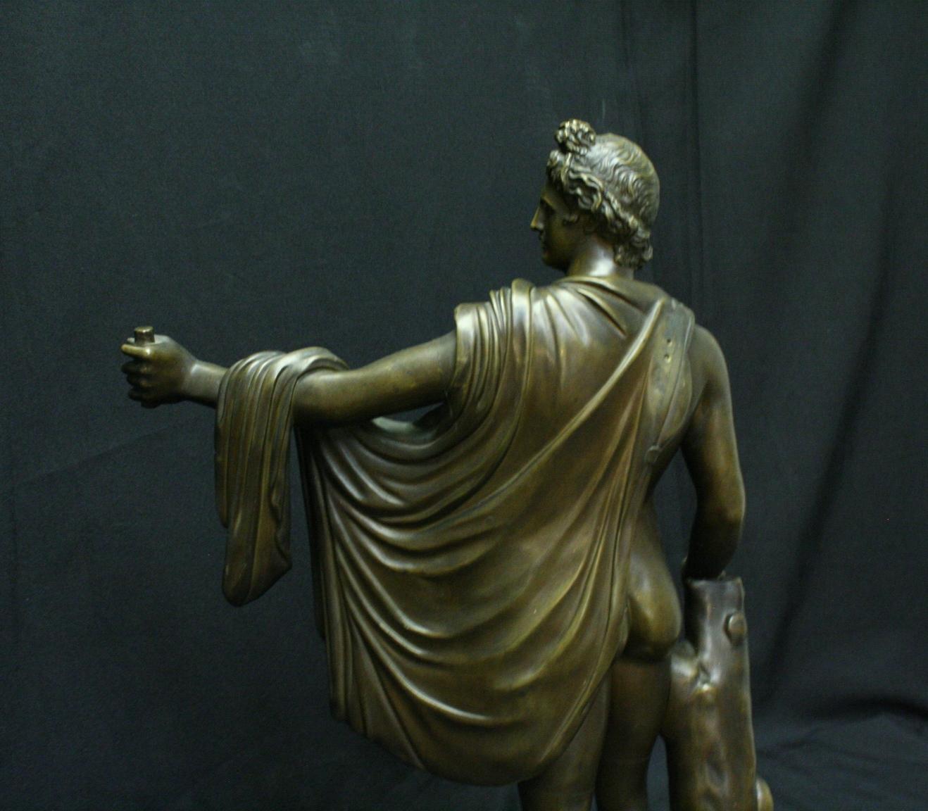 French Neoclassical Style Patinated Bronze, Apollo Belvedere 3