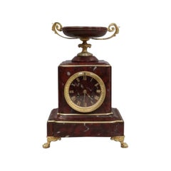 French Neoclassical Style Rouge Marble Mantel Clock by Japy Freres