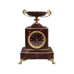 French Neoclassical Style Rouge Marble Mantel Clock by Japy Freres