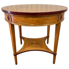 French Neoclassical Style Round Side Table with Brass Inlay