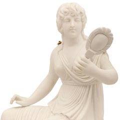 French Neoclassical Style Sevres Bisque Clock Signed Guyon a Lyon