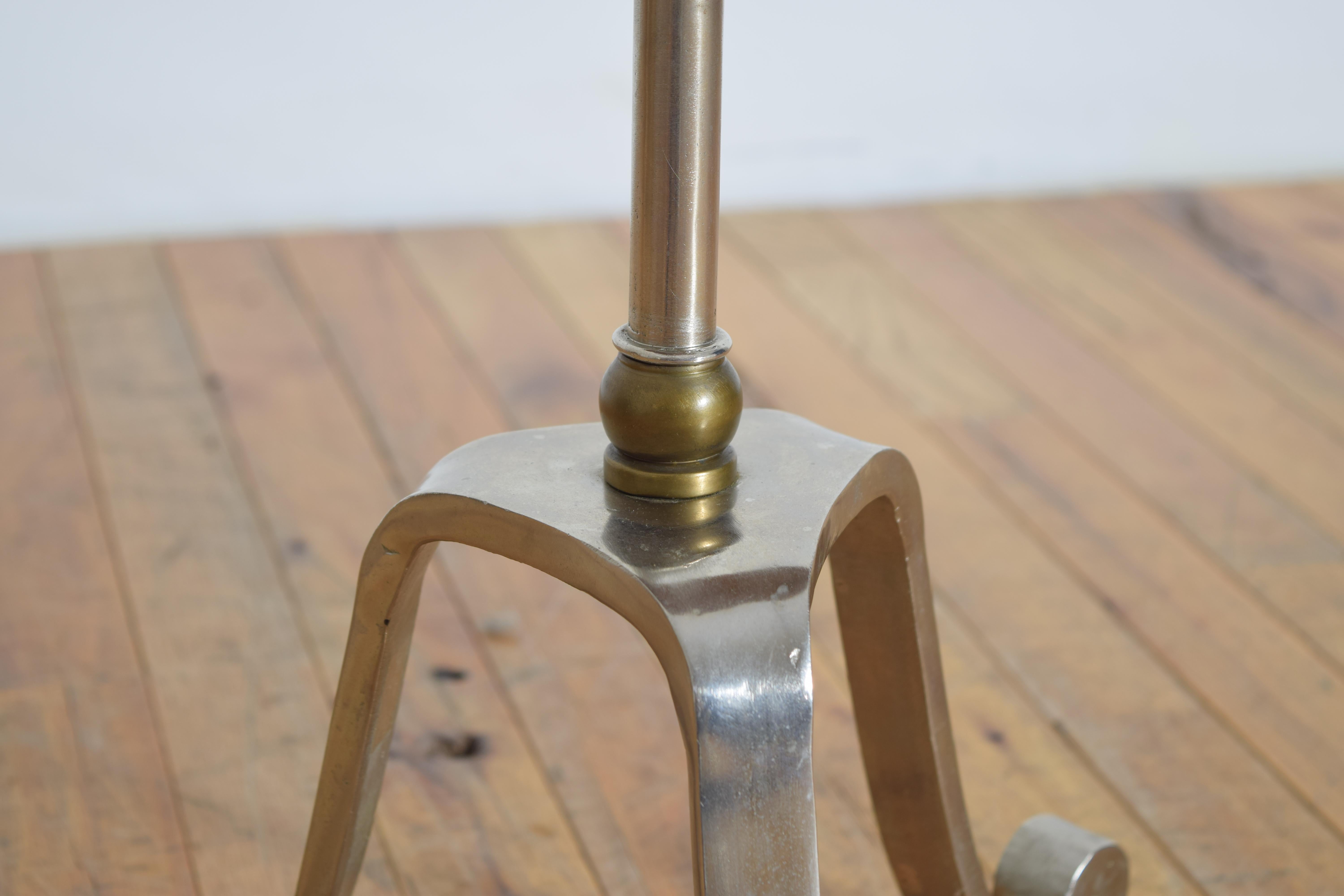 French Neoclassical Style Steel, Brass & Granite-Top Adjustable Table ca 1970-80 For Sale 3