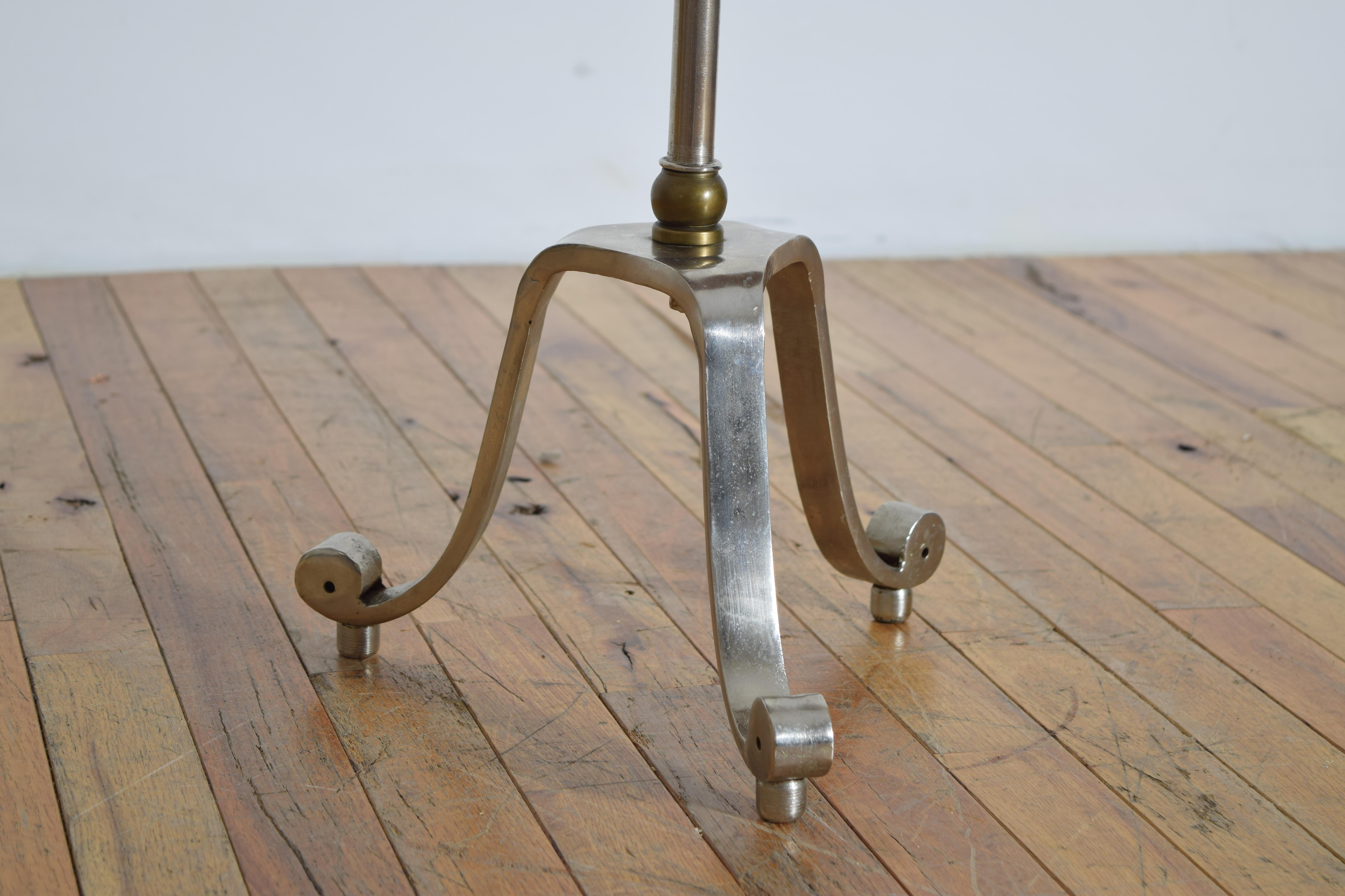 French Neoclassical Style Steel, Brass & Granite-Top Adjustable Table ca 1970-80 For Sale 4