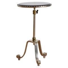 French Neoclassical Style Steel, Brass & Granite-Top Adjustable Table ca 1970-80