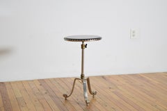 French Neoclassical Style Steel, Brass & Granite-Top Adjustable Table ca 1970-80