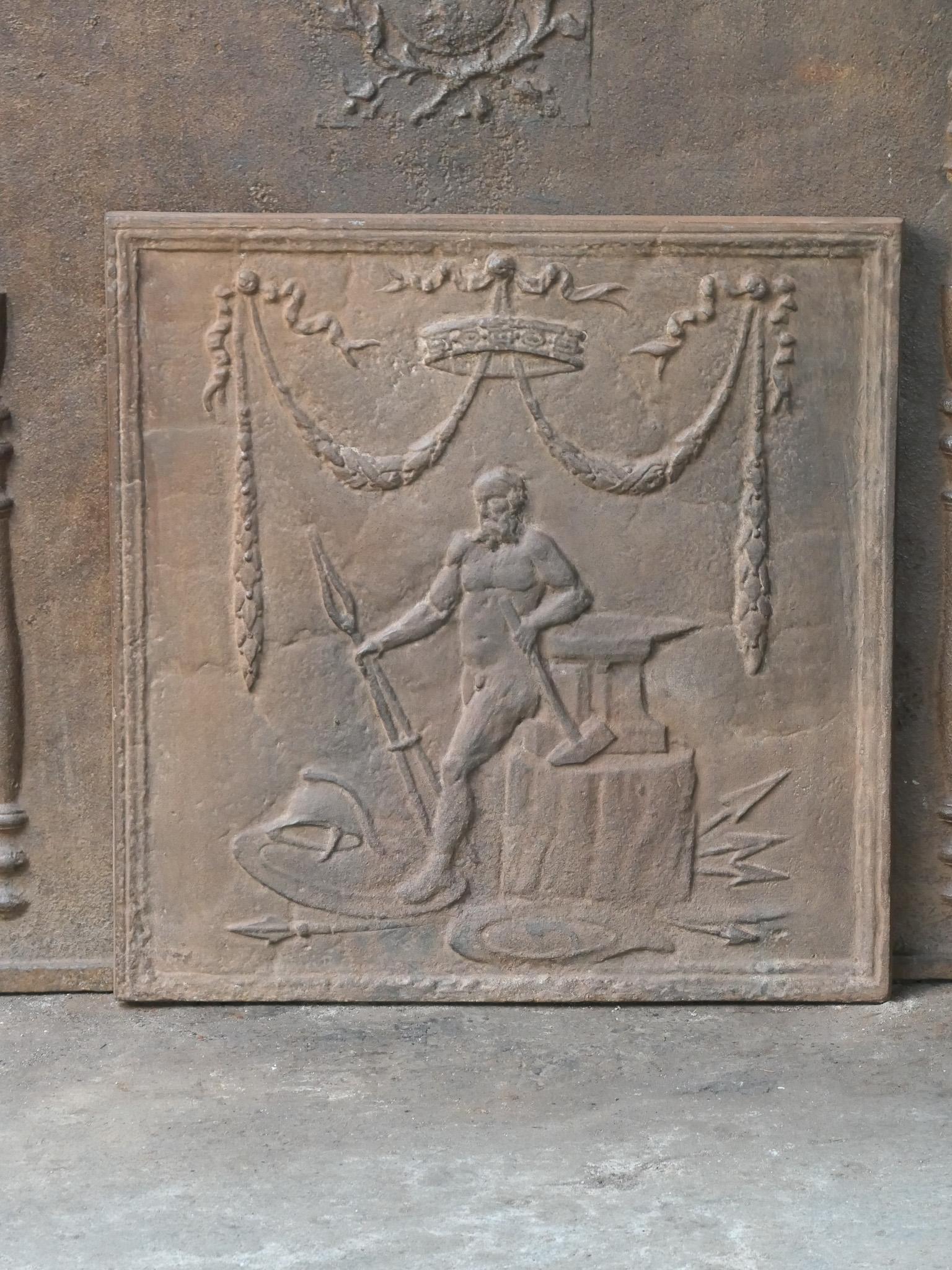 20th century French Neoclassical style fireback.

The fireback is made of cast iron and has a natural brown patina. Upon request it can be made black / pewter. The fireback is in a good condition and does not have cracks.







