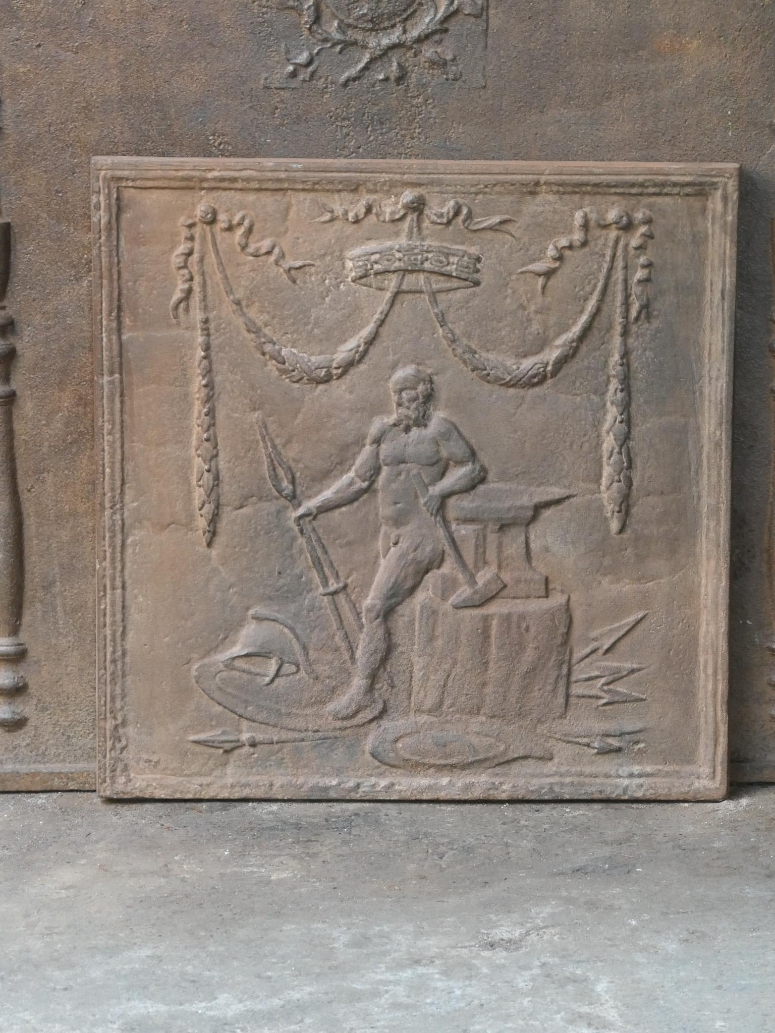 Cast French Neoclassical Style 'The Smithy' Fireback / Backsplash For Sale