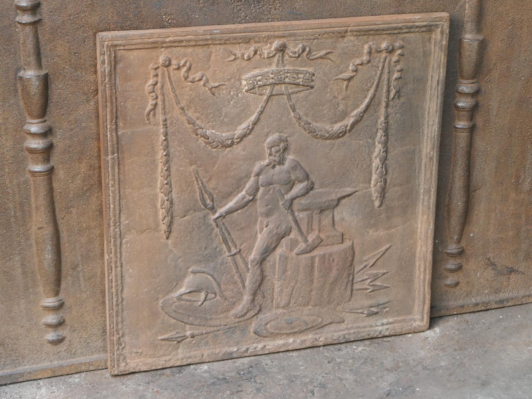 Iron French Neoclassical Style 'The Smithy' Fireback / Backsplash For Sale