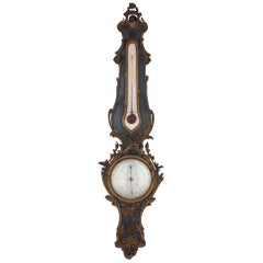 Antique French Neoclassical Style Wall Barometer and Thermometer