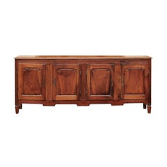 French Neoclassical Style Walnut Four-Door Enfilade with Oak Top, circa 1900