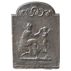 Schienale del caminetto in stile neoclassico francese "Donna con Cupido