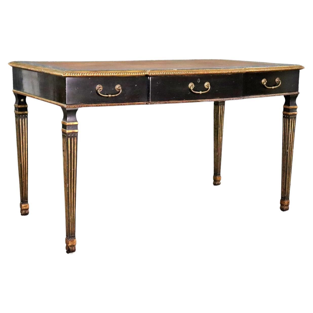 French neoclassical style writing desk with leather top For Sale
