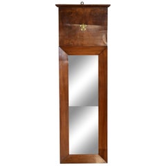 French Neoclassical Tall and Slender Walnut Mirror, circa 1830