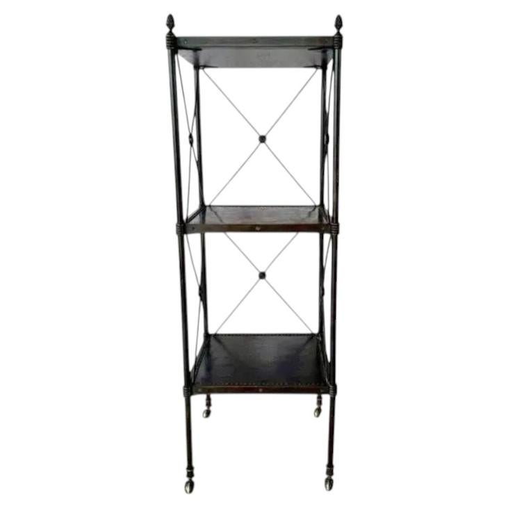 French Neoclassical Three-Tier Étagère in Brass & Metal, 20th Century