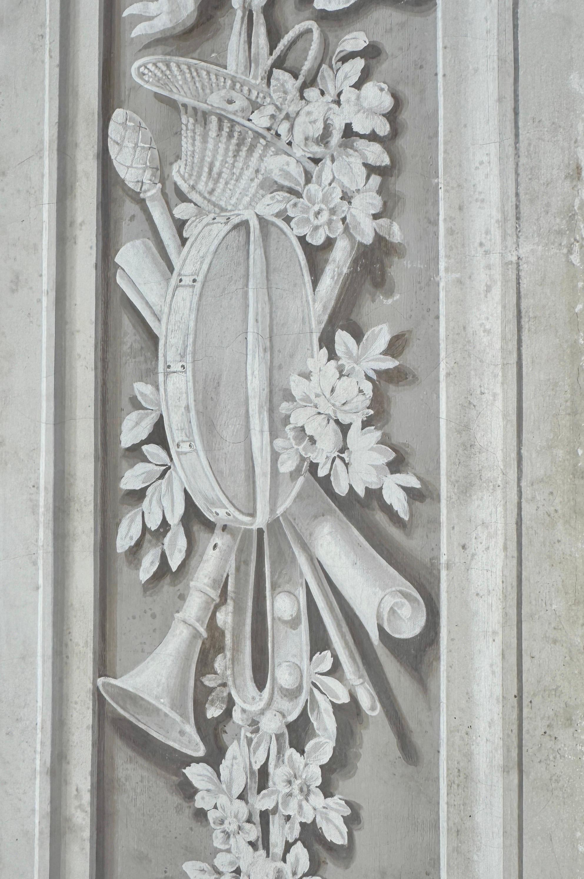 Französischer neoklassizistischer Trompe-l'oeile-Schmink Raumteiler mit vier Tafeln 5