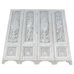 French Neoclassical Trompe L'oeile Four Panel Dressing Screen