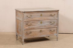 French Neoclassical Wooden Commode w/ Flute Carved Posts, 19th C