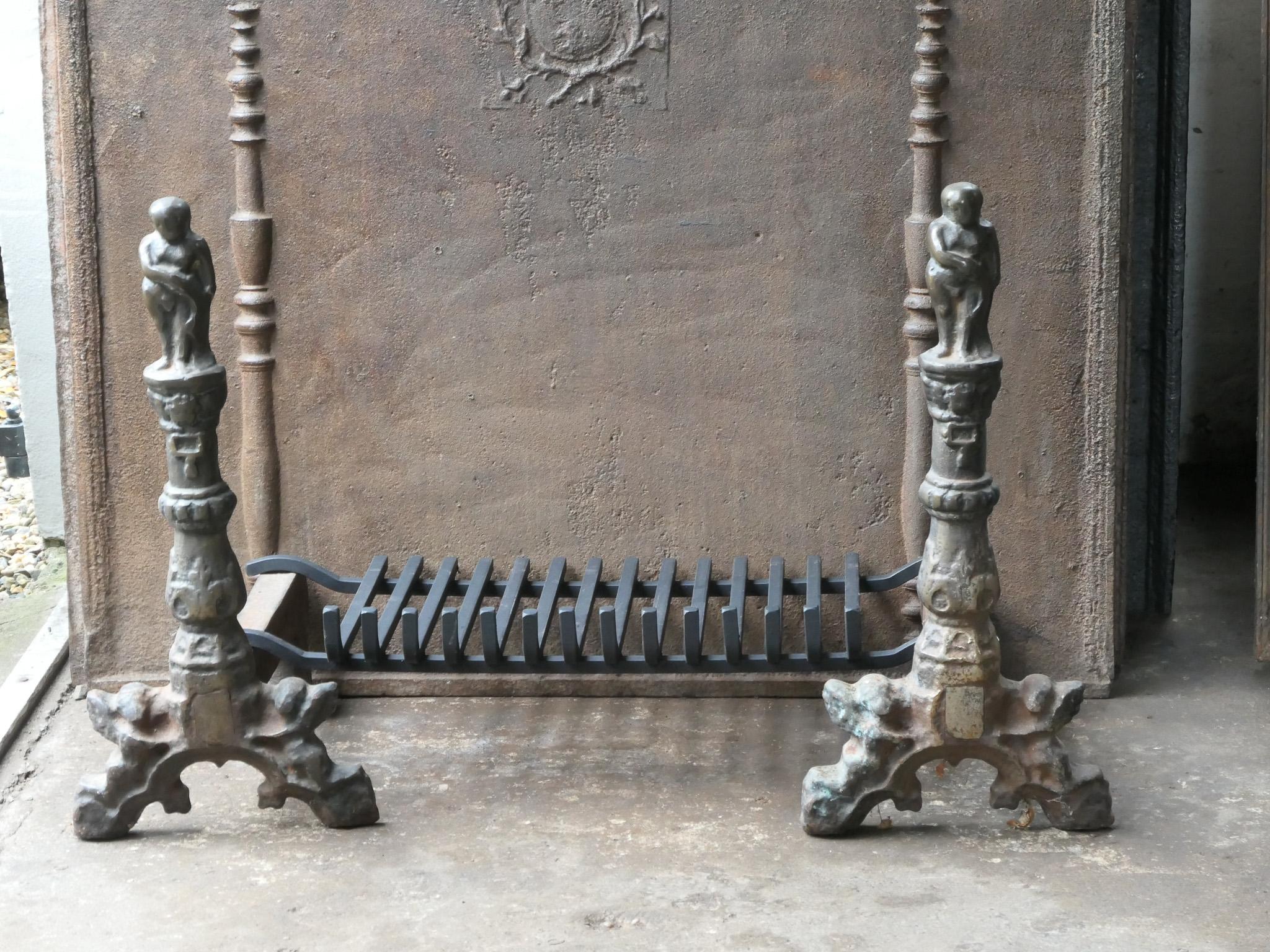 Cast French Neogothic Fire Grate, Fireplace Grate For Sale