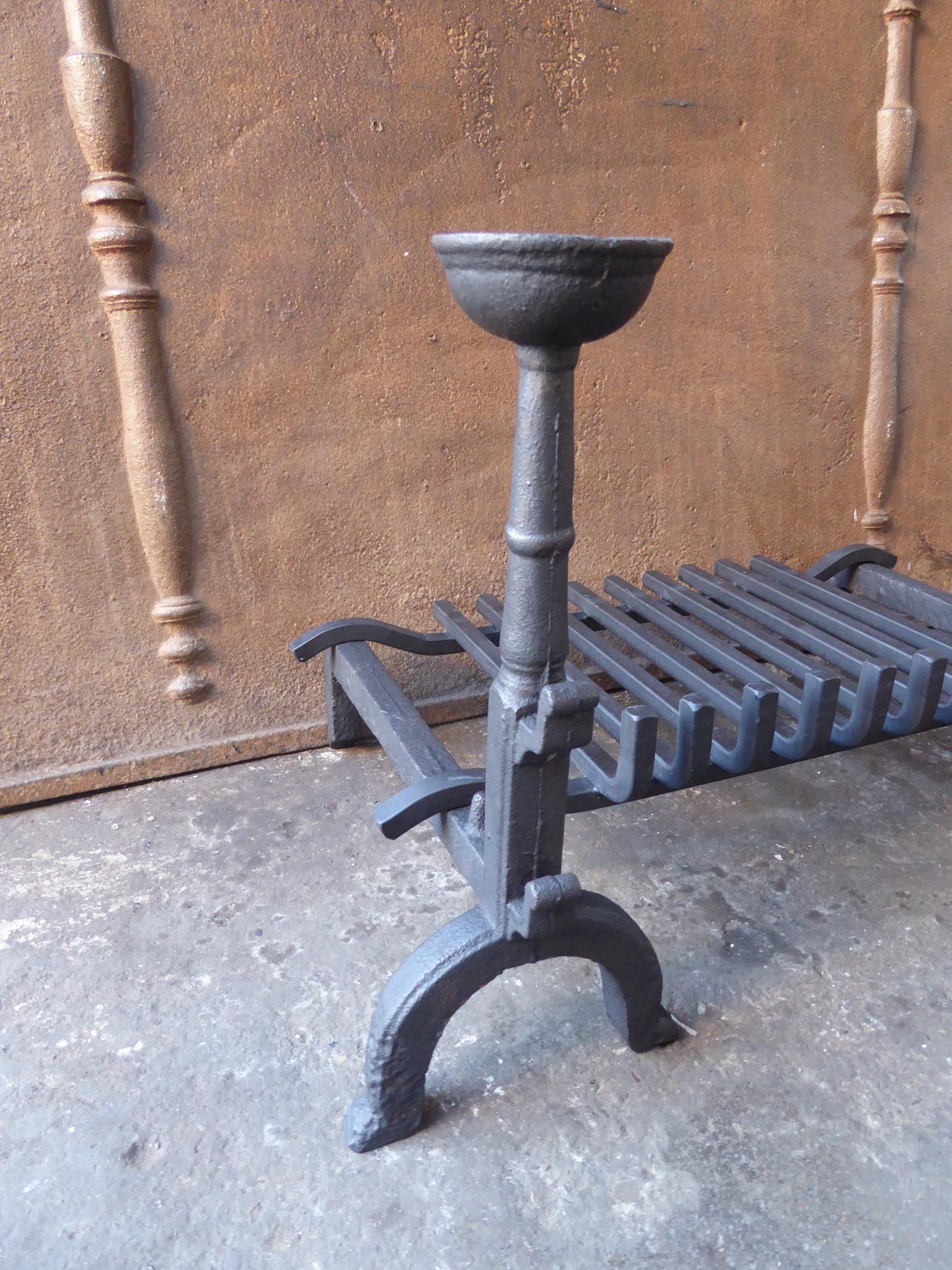 20th Century French Neogothic Fire Grate, Fireplace Grate