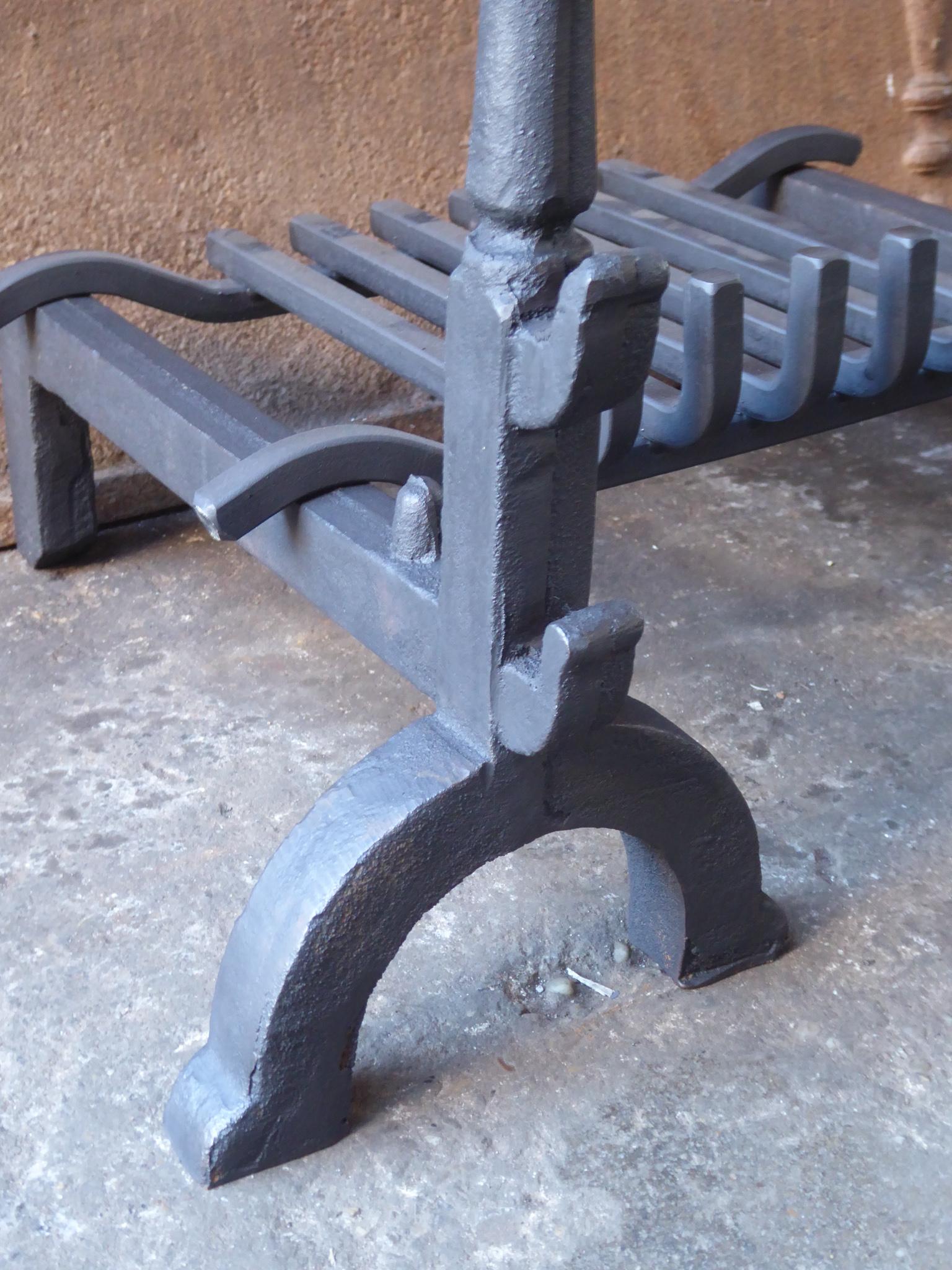 20th Century French Neogothic Fire Grate, Fireplace Grate For Sale