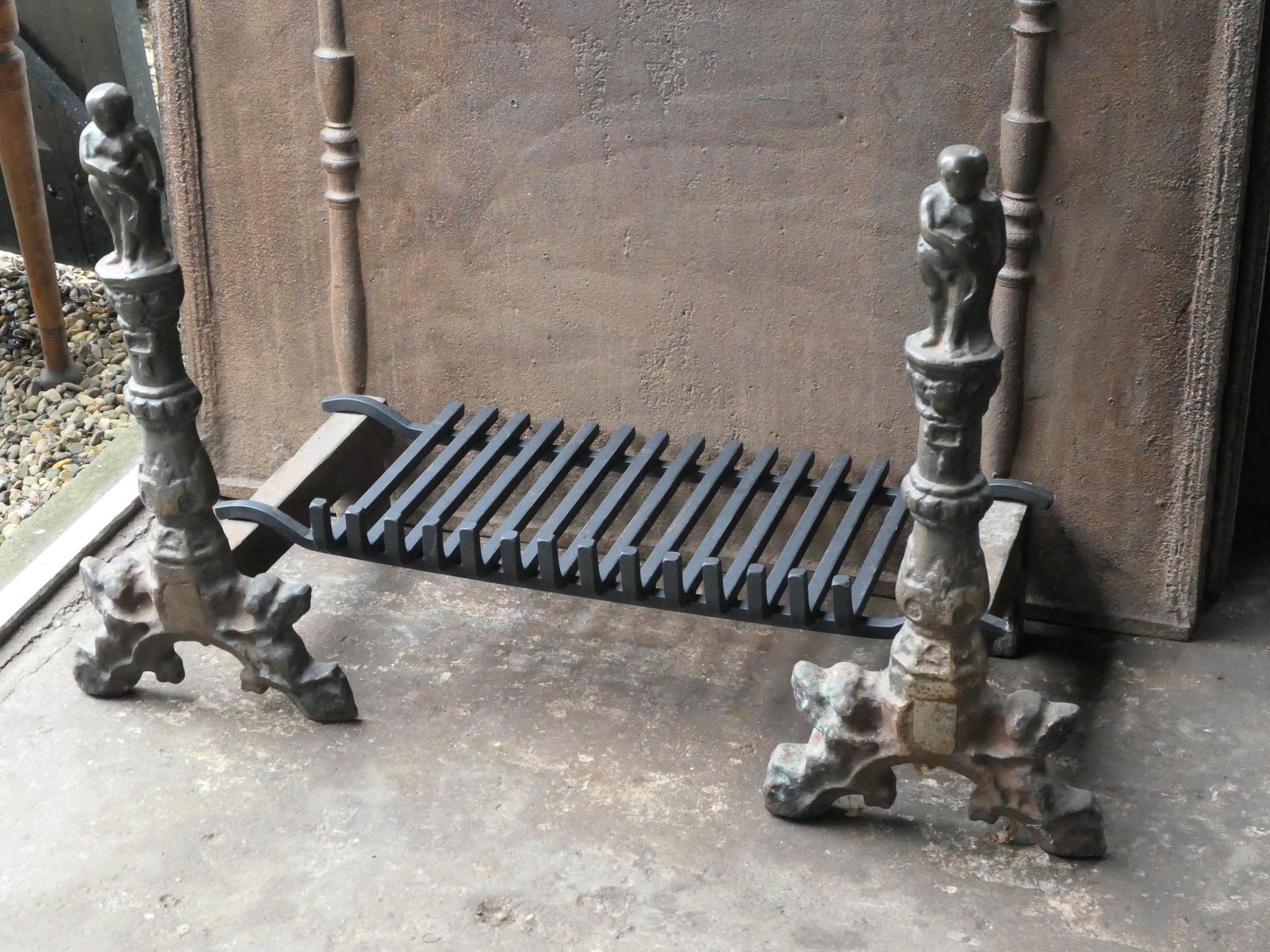 20th Century French Neogothic Fire Grate, Fireplace Grate For Sale