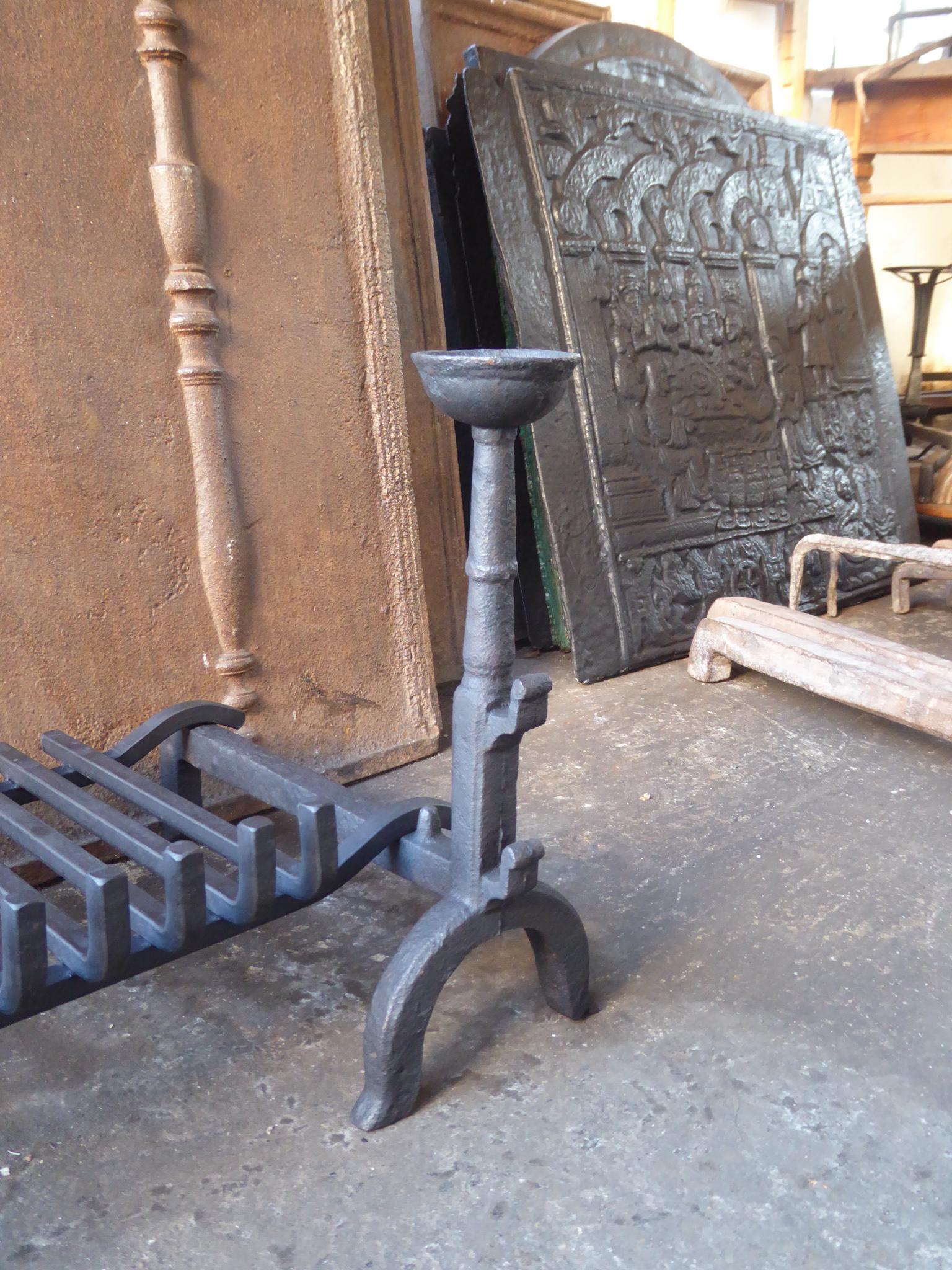 Iron French Neogothic Fire Grate, Fireplace Grate