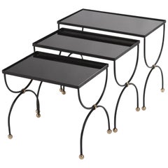 Französische Schachteltische, Jacques Adnet zugeschrieben 1950er Jahre