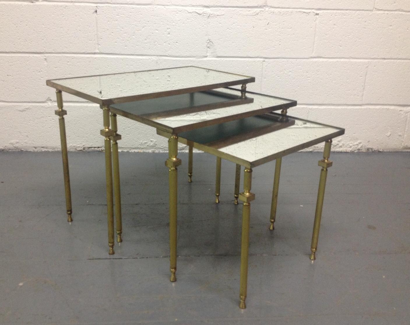 Mid-20th Century French, Nesting Tables by Maison Baguès For Sale