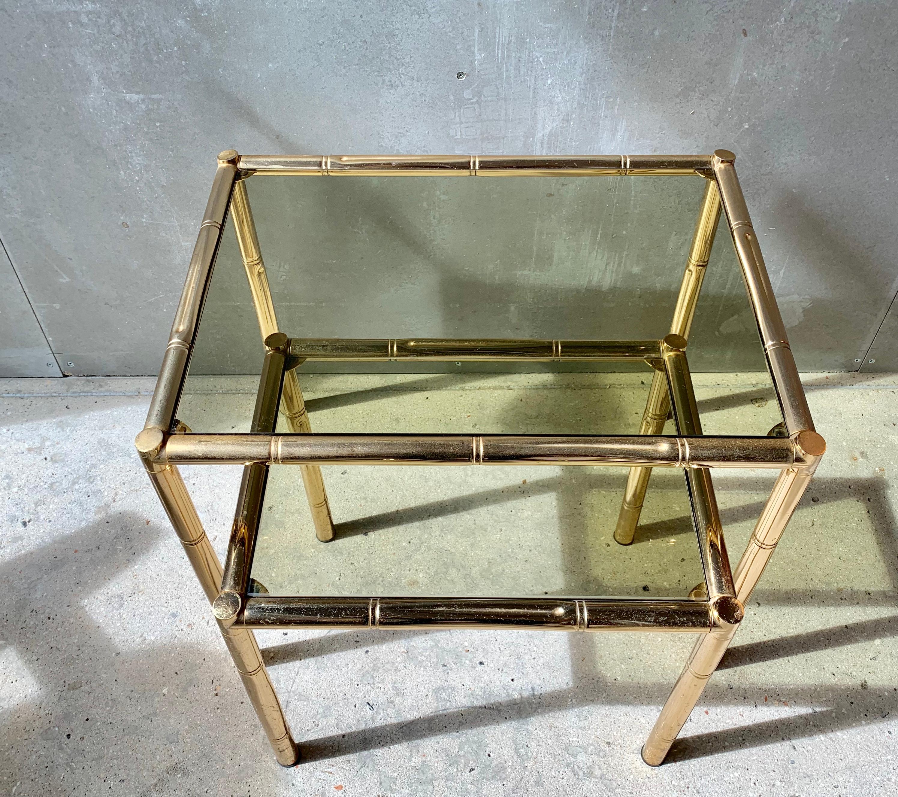 Brass French Nesting Tables, Maison Baguès, 1950s For Sale