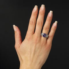 French New Tanzanite Diamonds Platinum Band Ring