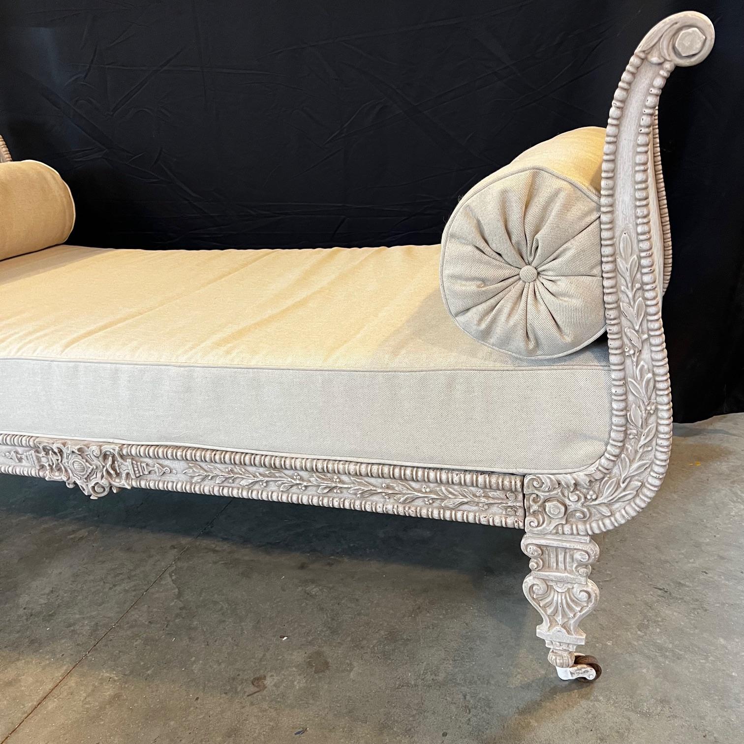French Newly Upholstered & Painted Iron Empire Daybed from Paris In Good Condition For Sale In Hopewell, NJ