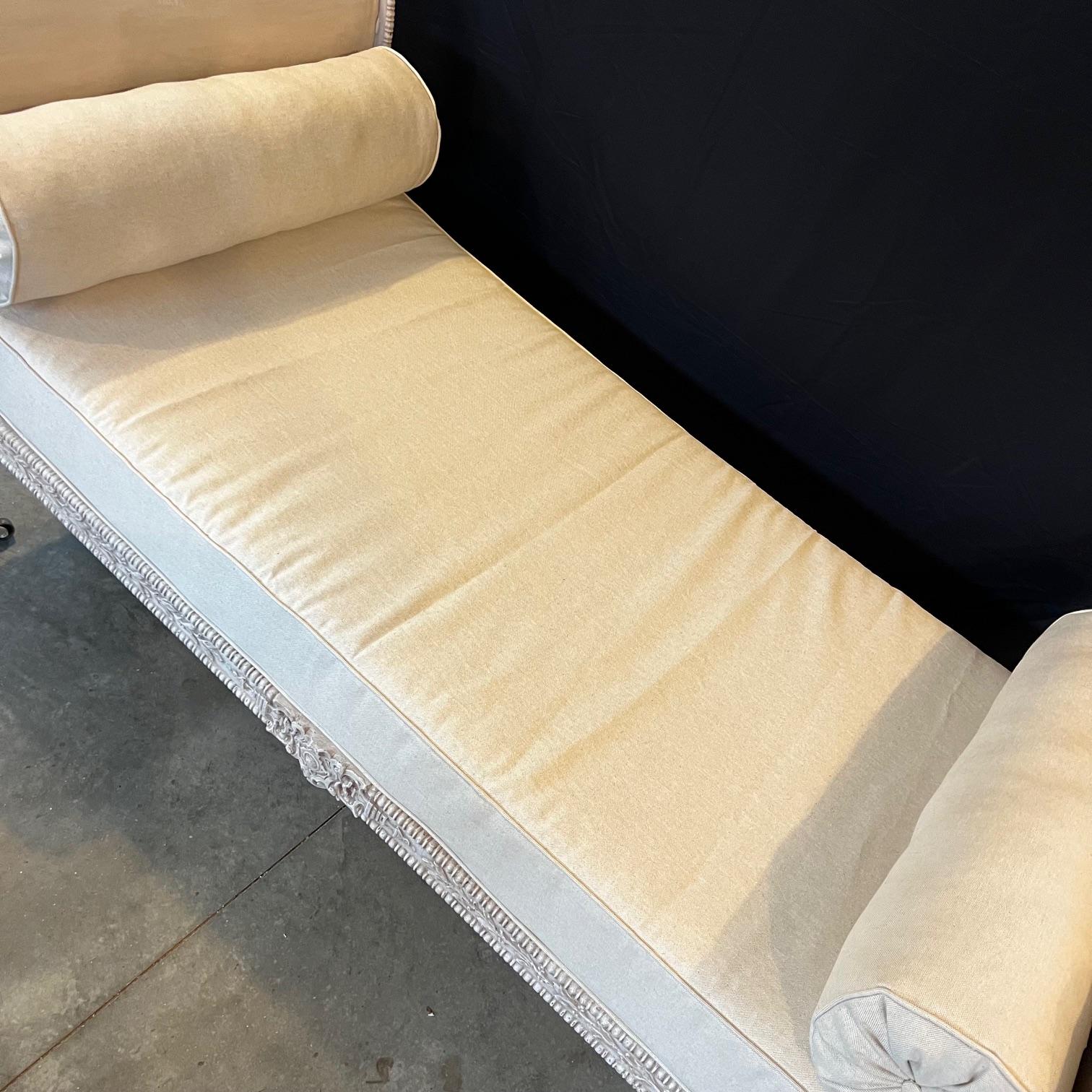 Upholstery French Newly Upholstered & Painted Iron Empire Daybed from Paris For Sale