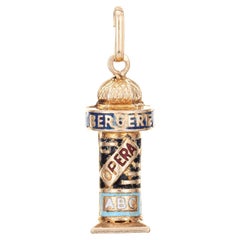 Charm Chiosco Notizie Francese Smalto Vintage Oro 18k Gioielli con marchio Parigi