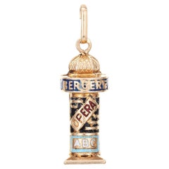 French News Kiosk Charm Enamel Retro 18k Gold Fine Hallmarked Jewelry Paris