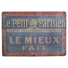 French Newspaper Le Petite Parisien Wood Tin Wall Sign