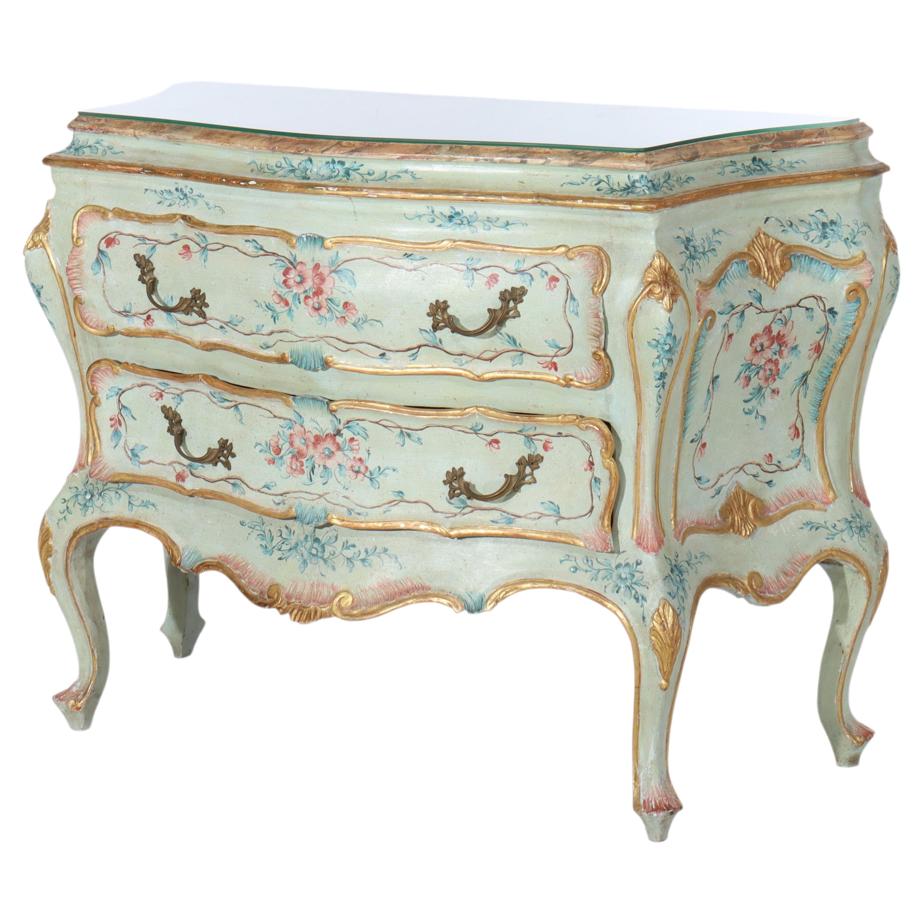 Niccolini Italia Louis XIV Style Hand Painted Bombay Commode Signed 20thC