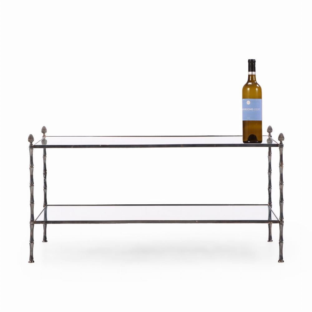 Neoclassical French nickel over bronze coffee table in the manner of Jansen, C. 1960. For Sale