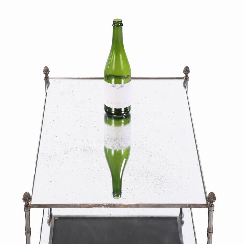 French nickel over bronze coffee table in the manner of Jansen, C. 1960. In Good Condition For Sale In Philadelphia, PA