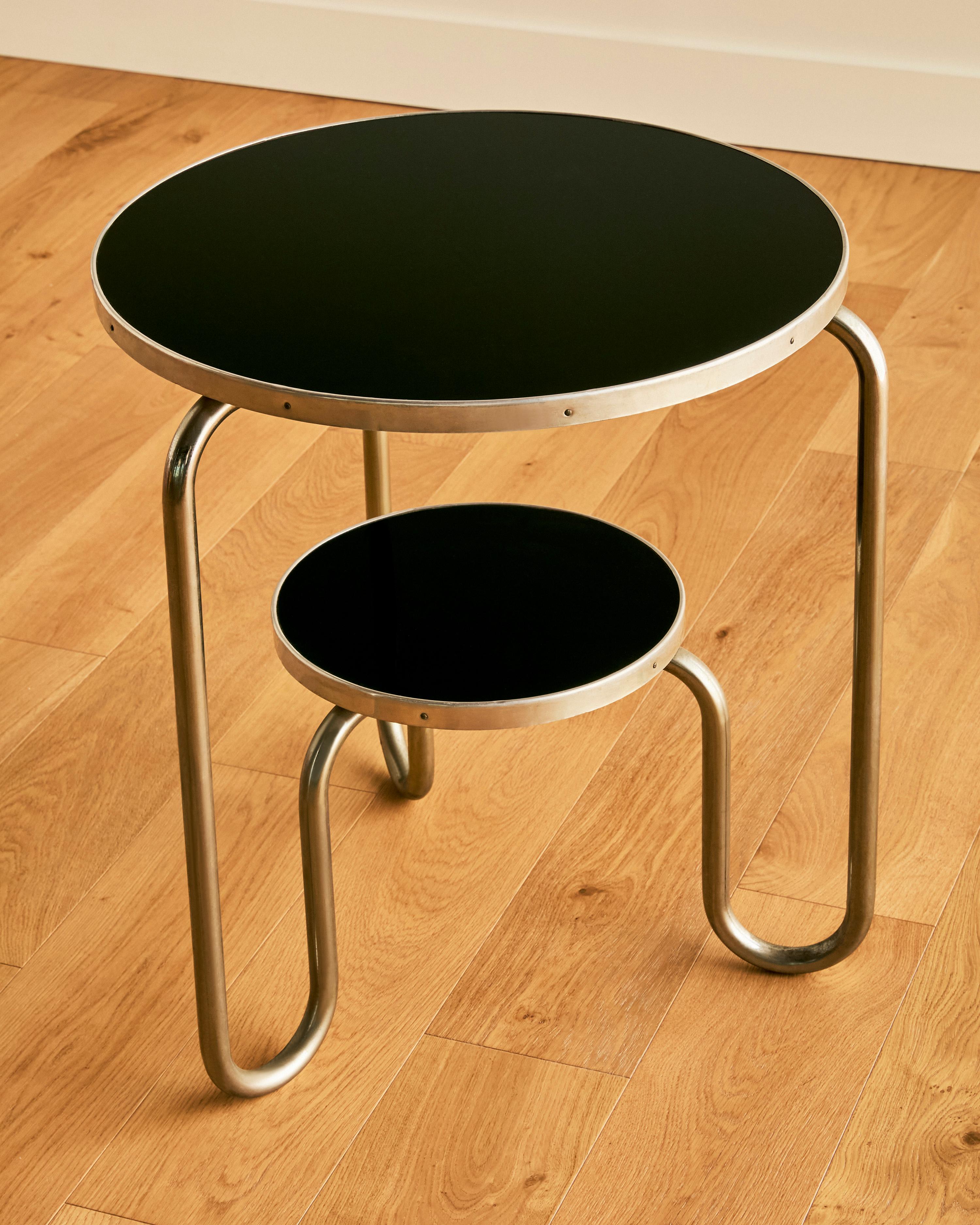 Verre French Nickel Over Iron Occasional Table c. 1940 en vente