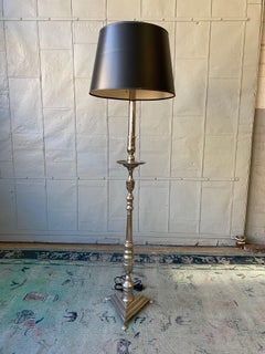 French Nickel-Plated Floor Lamp on a Footed Triangular Base