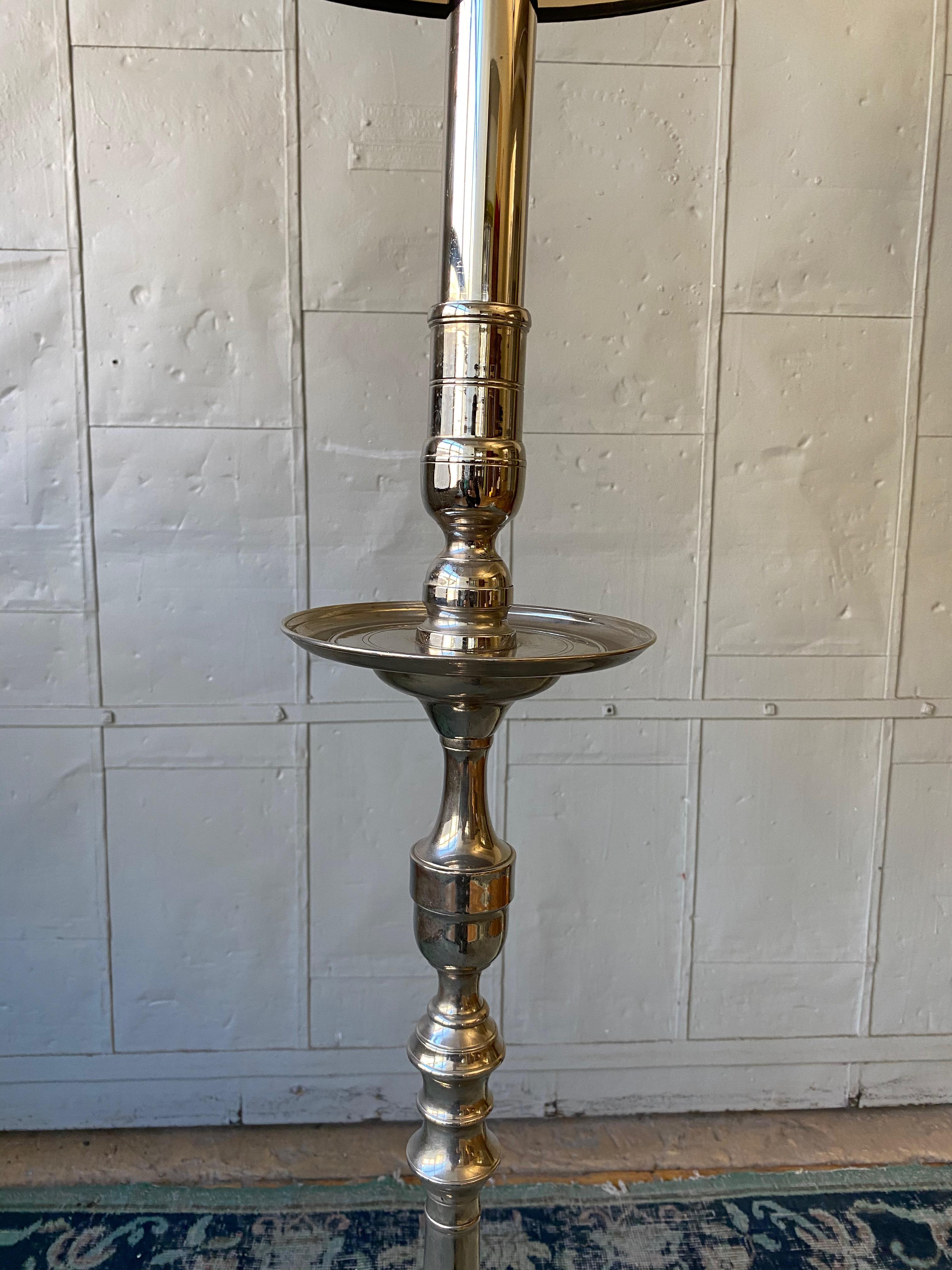 French Nickel-Plated Floor Lamp on a Footed Triangular Base For Sale 3