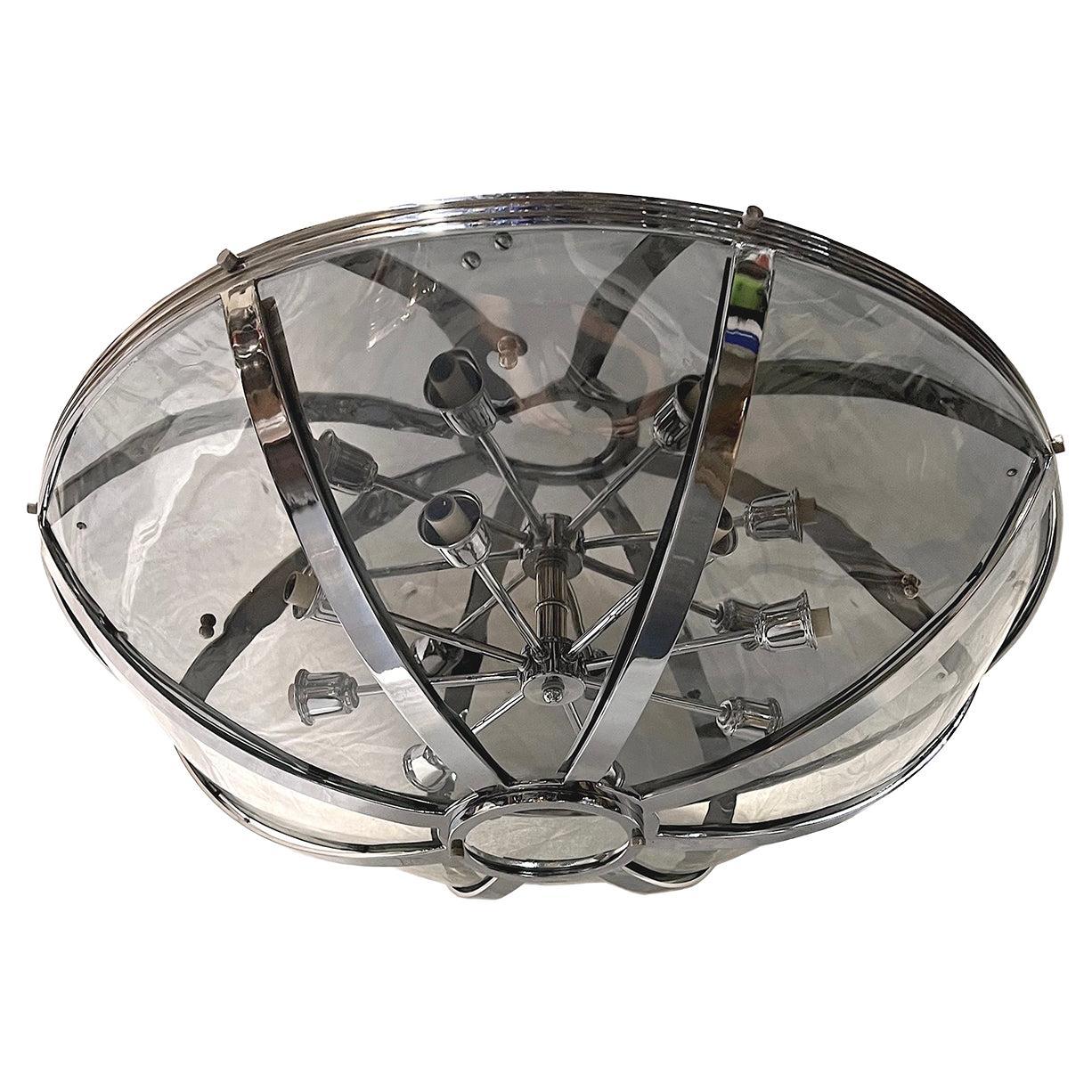 French Nickel Plated Light Fixture For Sale